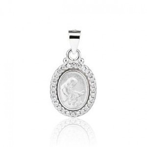 Stříbrný přívěsek madailon Madonka