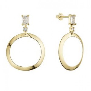 Stříbrné náušnice visací kruh a zirkon