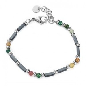Ocelový náramek s barevnými korálky