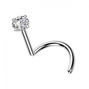 Luxusní piercing do nosu s Moissanit 0.11ct (3mm), TITAN