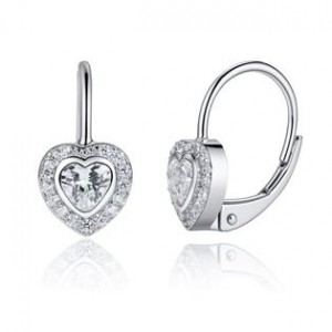 Stříbrné náušnice srdíčka s čirými zirkony