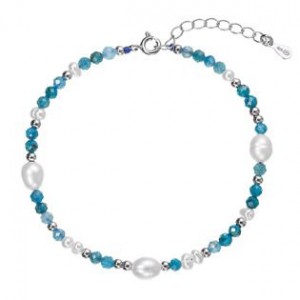 Stříbrný náramek s perlami a apatity