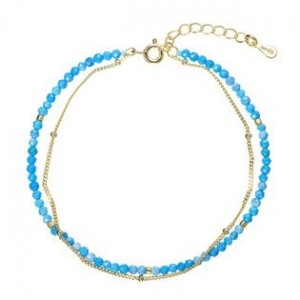 Pozlacený dvojitý náramek s barvenými howlity