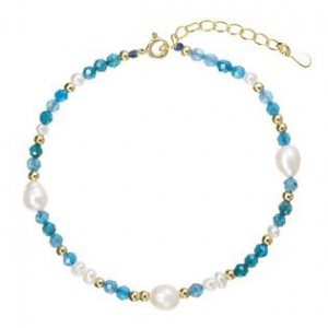 Pozlacený náramek s perlami a apatity