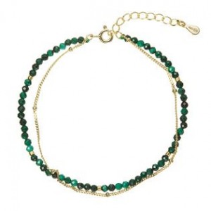 Pozlacený dvojitý náramek s malachity