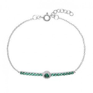 Stříbrný náramek se zelenými zirkony
