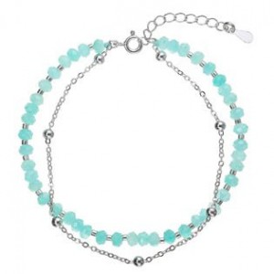 Stříbrný dvojitý náramek s amazonity