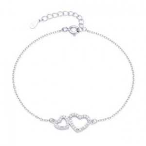 Dámský stříbrný náramek dvojité srdíčko