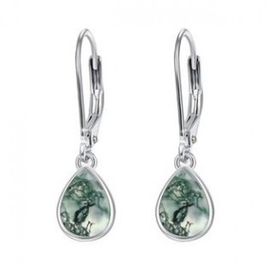 Stříbrné náušnice s mechovými acháty