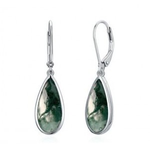 Stříbrné náušnice s mechovými acháty