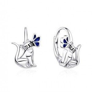Stříbrné dívčí náušnice kočičky