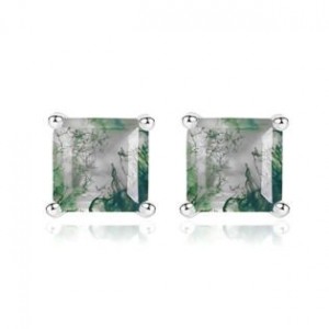 Stříbrné náušnice s mechovými acháty