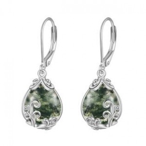 Stříbrné náušnice s mechovými acháty