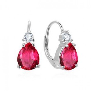 Stříbrné náušnice rubínové slzičky