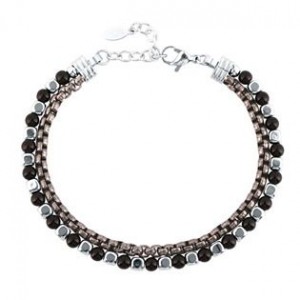 Ocelový náramek s achátem a hematitem