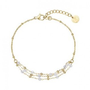 Náramek ocelový s bílým jadeitem