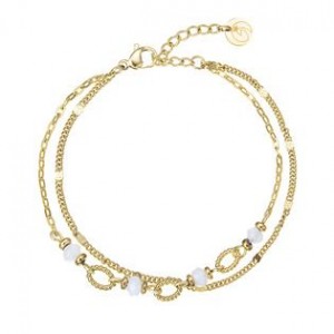 Náramek ocelový s bílým jadeitem